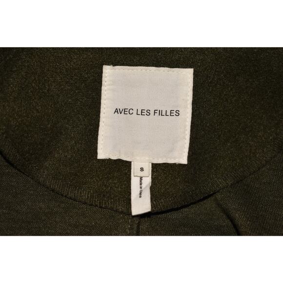 AVEC LES FILLES $109 Olive Green Zip Front Collared Jacket Pockets Small - Picture 4 of 4